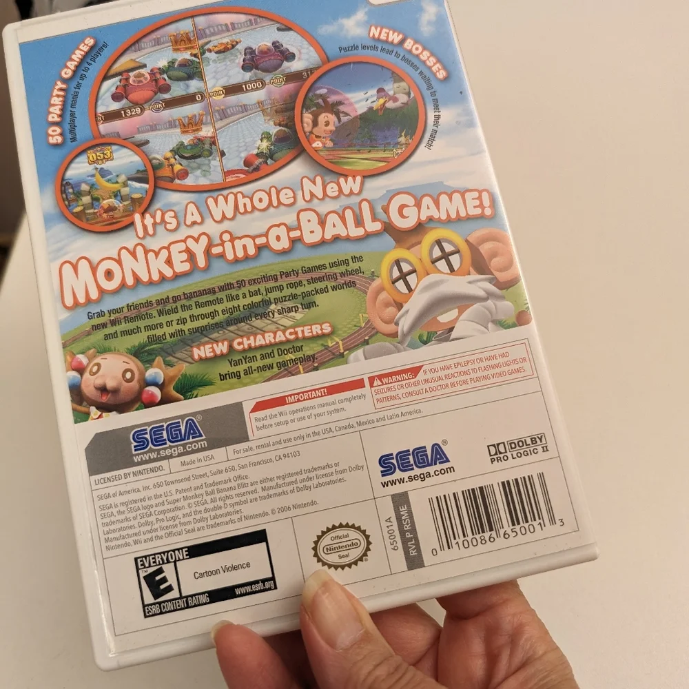 Super Monkey Ball Banana Blitz Wii Game W\ Manual, Case, Original Owner, Tested